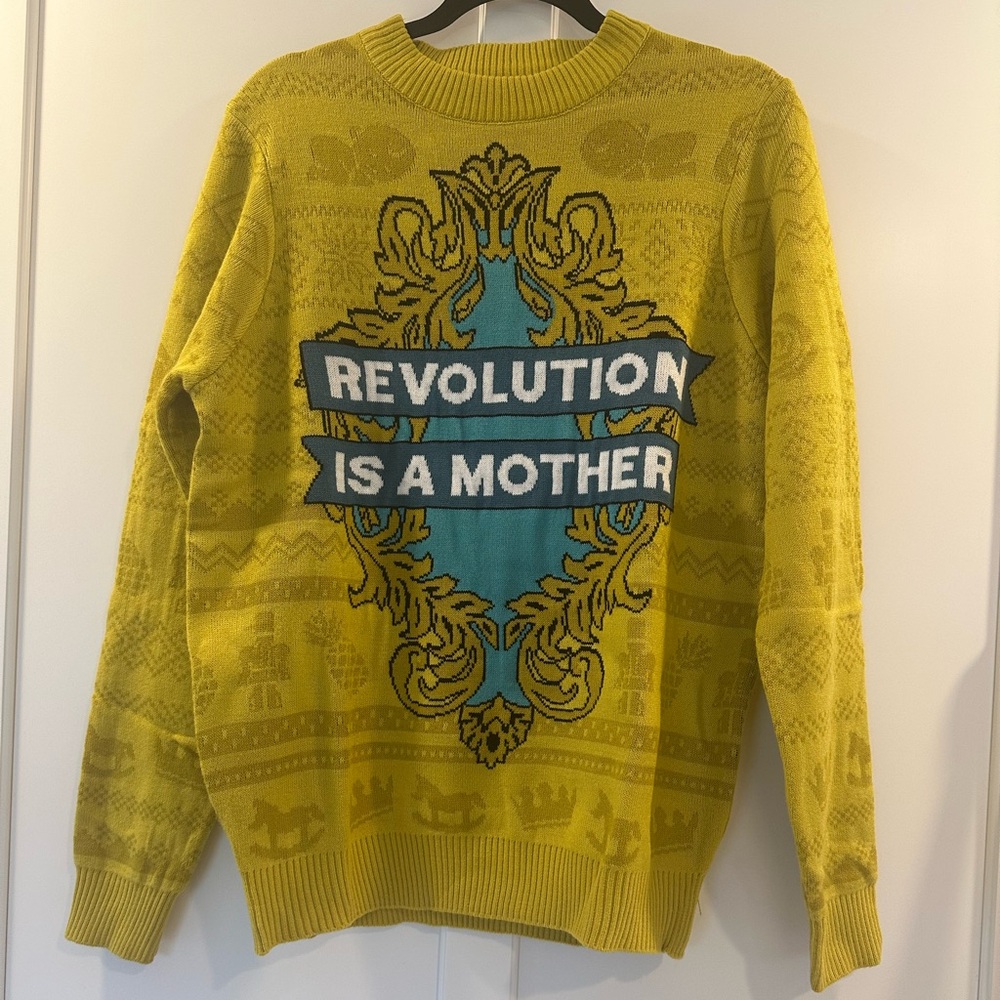 New Rare Mens Cozy Hulu The Great Sweater The Theme Revolution is Your Mother M